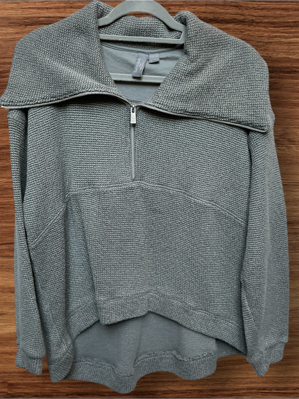Sweaty Betty Heather Gray Half-Zip Cowl Sweater